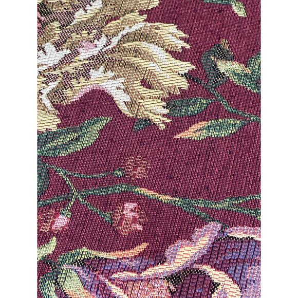 Vtg Tapestry Upholstery Fabric Red Peonies Floral Jacquard Grandmillenial BTY - Picture 7 of 8